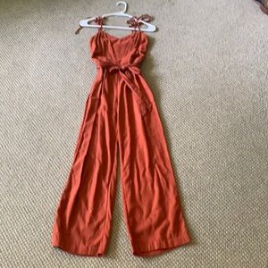 Abercrombie linen tie shoulder jumpsuit